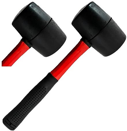 Unibos | Heavy Duty Rubber Mallet - Ideal 8oz. Solid Rubber Mallet for Slabs, Bricklaying, Tent Pegs etc | DIY Tools | Fiberglass Handle