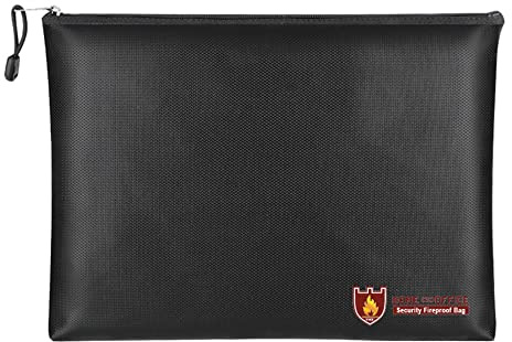 Tiardey Fireproof Money Safe Document Bag.Silicone Coated Fire & Water Resistant Safe Cash Bag.Fireproof Safe Storage for A5 Size File Folder Holder,Money,Document,Ipad,Jewelry and Passport