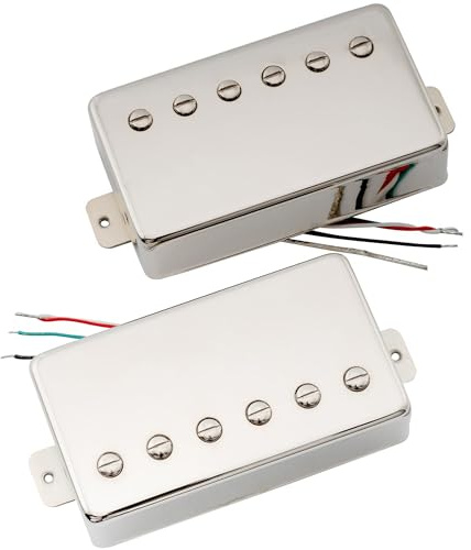 Artec VH59A Vintage Tone Covered Alnico 5 Magnet Humbucker Neck Bridge Pickups Set for LP Style Electric Guitar, Nickel