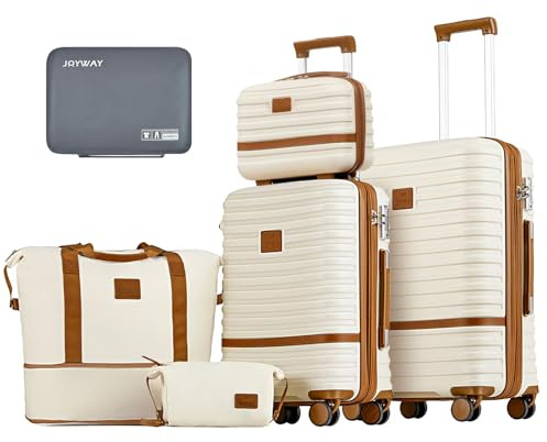 Joyway Carry On Luggage 20 Inch Expandable Suitcase with Spinner Wheel, 3 Piece Hard Shell Luggage Set with TSA Lock(White)