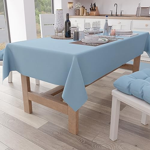 PETTI Artigiani Italiani - Tovaglia da Tavola Rettangolare Elegante in Cotone, Copritavolo Cucina Azzurro X6 Posti (140x180 cm), 100% Made in Italy