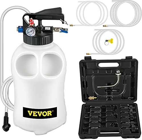 VEVOR Transmission Fluid Pump 2 Way ATF Refill System Dispenser, Oil and Liquid Extractor 10 Liter Large Capacity, Automatic Transmission Fluid Pump Tool Set with 14 Pieces ATF Filler Adapters