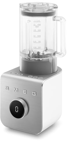 Smeg, Frullatore ad Alte Prestazioni BLC01WHMEU, con Accessori Inclusi e Funzione Pulse, 5 Programmi Preimpostati, 9 Livelli di Velocità, 2 Modalità, Caraffa Rimovibile, Potenza 1400W, Bianco