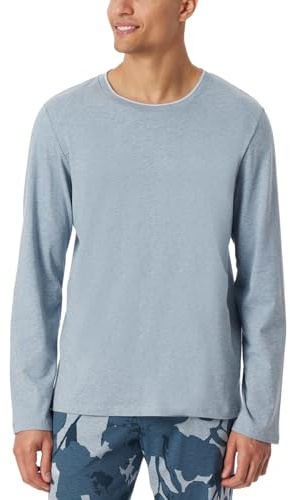 Schiesser Herren Schlafshirt Langarm Rundhals Organic Cotton-Mix + Relax Pyjamaoberteil, Jeans-Mel_182042, 48