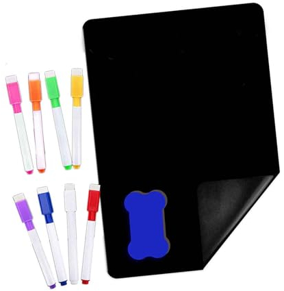 Schiefertafel Zum Beschriften Kreidetafel Klein Kleine Tafeln Tafel Beschriften Chalkboard Aufsteller Wandtafel Magnettafel Abwischbar Magnetisch Sticker Kühlschrankmagnete (Black,A4)