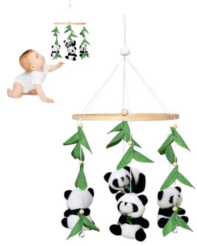Panda Mobile Bébé Cloche de Lit pour Bébé Mobile Lit Bébé Carillon Éolien Mobile Musical Lit Bébé Mobile pour Bébé en Feutre Pendentif Lit Bébé Décoration de Chambre de Bébé Cadeau
