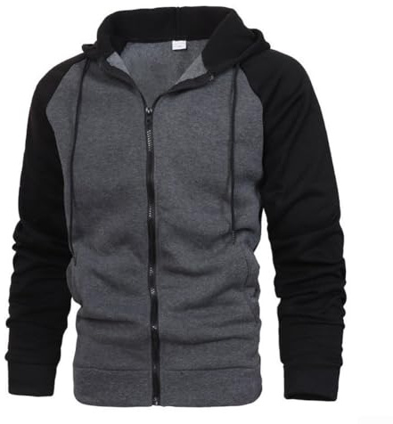 Eawfgtuw Sudadera con capucha para hombre, chaqueta atlética de manga larga, informal, para invierno, otoño, deportes, correr, chaqueta con capucha para hombre (talla L, gris oscuro)