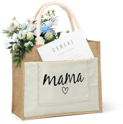 TNSLAND Jutetasche Jutebeutel Personalisiert Geburtstagsgeschenk für Mütter Jute Taschen zum Plotten Muttertag Jute Shopper Bag Einkaufstasche Geschenk für Damen Geschenke für Mama Muttertagsgeschenk