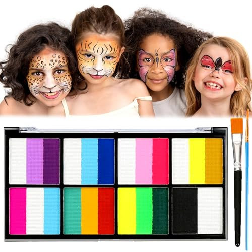 UZSUZZ Peinture Corporelle, 18 Couleurs Palette de Tatouage de Peinture à I'huile, Peinture pour le Visage, Palette de Maquillage Enfants, pour Halloween, Noël, Carnaval, Soirées à Thème