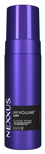 Nexxus Hy-Volume Cloud Foam Hair Foam for Lift and Volume For Flat & Limp Hair Hair Styling Foam Powered by Magnitube Volumizer Technology with Hyaluronic Acid 5.5 fl oz