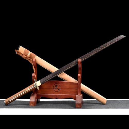 HJHUUA Katana Recta de Madera,Longitud Total 103 cm,Hoja de Palisandro Natural,bokken Hecho a Mano,Espada samurái de Madera para coleccionar,exhibir,Kendo,Cosplay,Regalos,Artes Marciales,decoración