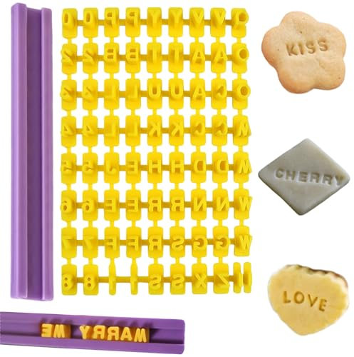 73 Pcs Alphabet Number Cookie Press Stamps, Letter Stamps for Clay Fondant Biscuit DIY Alphabet Number Mould for Cookie/Cake Embosser Mould for Cake Decorating