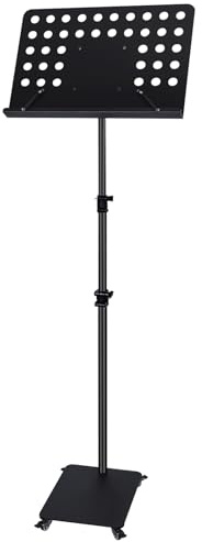 Zreephy Pupitre professionnel pour partitions d'orchestre avec roulettes – Support en métal pour téléphone portable, tablette pour piano, clavier, instruments à vent – Hauteur réglable 90,9 cm ~ 198,1