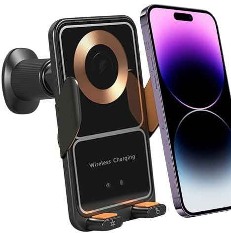 Senermter Cargador Inalámbrico para Coche,Soporte Giratorio 360 Grados para Teléfono En Coche | Carga Rápida 15W Antivibración con Detección Automática,Base para Salida De Aire Vehículo Automóvil