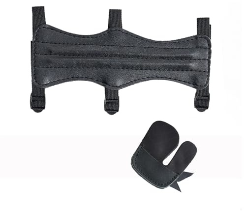 Armskydd bågskytte bågskytte PU-läder arm skydd underarm säker för båge utomhus skytte träning tillbehör 3 hål remmar