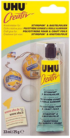 UHU Creativ' - SPEZIALKLEBER für STYROPOR® & BASTELFOLIEN Tube, Infokarte