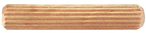 Merriway BH02467 (50 Pcs) Fluted Wooden Dowel, M6 x 30 (1/4 inch x 1.1/4 inch) - Pack of 50 Pieces, Brown