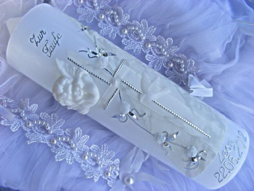 VT-08 Cierge de baptême et communion avec accessoires pour le personnaliser soi-même 250/70 mm