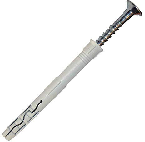 100 Stück PROFI Nageldübel 8 x 45 mm Nylon Schlagdübel Einschlagdübel Dübel vormontiert Senkkopf mit Schraubnagel