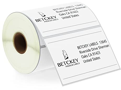 BETCKEY - 102mm x 64mm(4 in x 2,5 in) Perforadas Etiquetas Térmicas para Envío y Uso Múltiple Compatible con impresoras Zebra y otras [1 Rolle/620 Etiquetas]