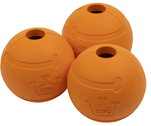 Chew King Dog 2.5 Inch Bacon Flavor Rubber Balls 3 Pack Large Breeds