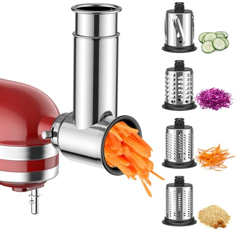 TPGSING Edelstahl-Gemüsereibe-Zubehör für Kitchenaid, Käsereibe/-hobel für Kitchenaid-Zubehör, mit vier rostfreien Klingen