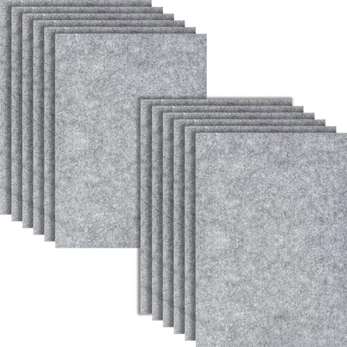 HXJDAM Esterilla de fieltro rígido de 2 mm, 12 cuadrados de fieltro para manualidades, 20 x 30 cm x 2 mm de grosor, para manualidades, color gris
