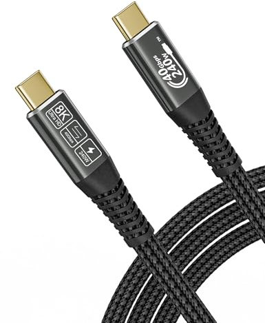 CAKOBLE USB C Kabel auf USB C,USB4 Kabel mit Thunderbolt 4 Kabel, 40 Gbps Datenübertragung,240W 48V/5A Schnellladekabel,8K @ 60Hz Videokabel für MacBook,Docking Station,SSD,Monitor 1.5m