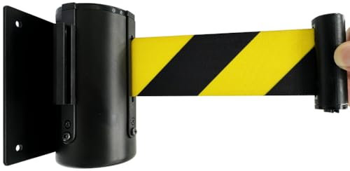 Wall Mount Queue Barrier Belt, Retractable Barrier, with Carbon Steel Baking Painted Case, Safety Cordon Crowd Control 2/3 / 5M, Warning Belt People Guidance System, for Airports, Banks (5M)