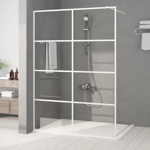 Tidyard Paroi de Douche Blanc 140x195 cm Verre ESG Transparent, Pare-Baignoire Paroi de Douche, Écran de Douche Fermeture de Baignoire Mur Panneau de Douche pour Salle de Bain
