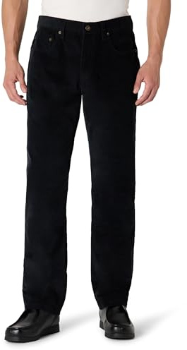 Amazon Essentials Pantalon en Velours Côtelé à 5 Poches Coupe Droite Homme, Noir, 31W / 30L