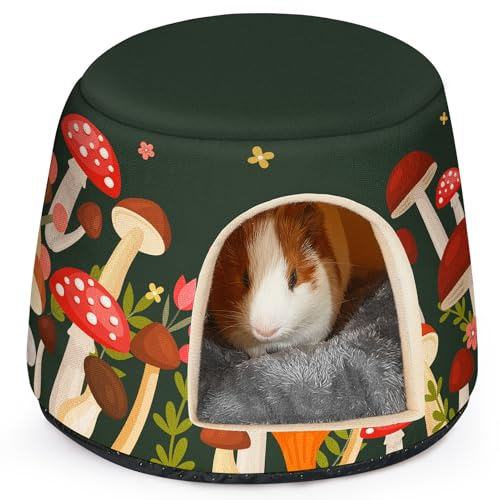 Hedgeink Maison et Lit 2-en-1 pour Cochons d’Inde, Lapins et Petits Animaux – Nid Douillet Lavable avec Coussin Amovible, Cachette Chaude et Confortable pour Hamster et Hérisson