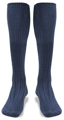 YAS Designer Calzini per gli uomini di lana tradizionali scozzesi calzini caldi kilt comodo tubo casual matrimonio sport scaldamuscoli, blu navy, L