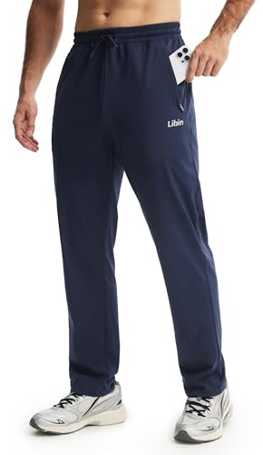 Libin Mens Joggers Tracksuit Bottoms Jogging Trousers Navy Blue, M