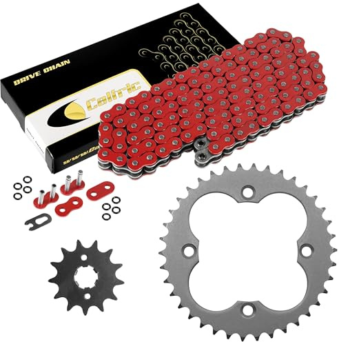 Caltric Red O-Ring Drive Chain & Sprockets Kit Compatible with Honda Fourtrax TRX250X TRX250R 1987-1992 / TRX300X TRX300EX 1993-2009 40530-HC0-005 41201-HC0-000 23801-HB5-000
