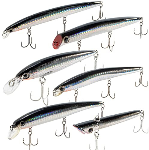 Dr.Fish Sea Fishing Lures Kit Jerkbait Popper Lures Plugs for Mackerel Cod Pollock SeaBass Beach Casting Sinking Minnow Crankbait
