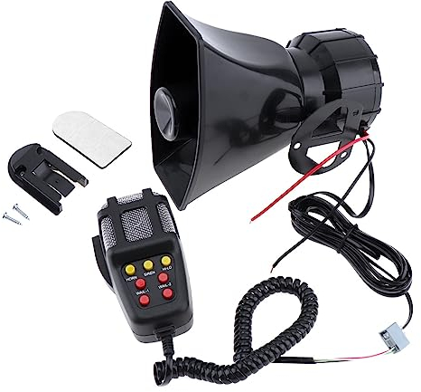 Sirena elettronica per auto e moto. Riproduce suoni di allarme vigili del fuoco, sirena ambulanza, altoparlante con microfono da 100 W 12 V - 7 suoni diversi