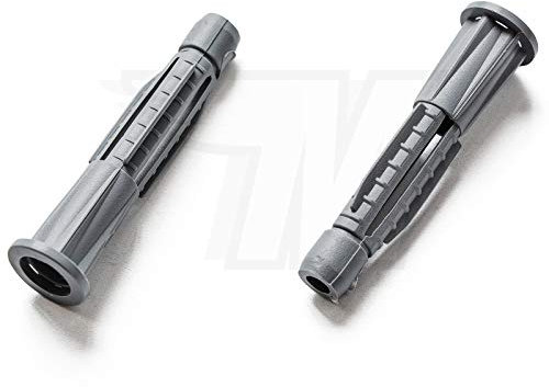 Universal Dowels for Solid Building Material Hollow Building Material in Red/Grey with Collar Pack of 50, Grey