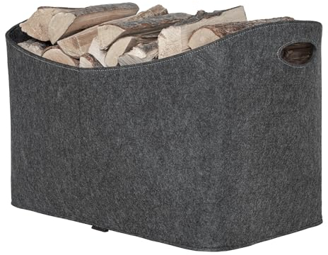 Rubberneck Sac à Bûches en Feutre XXL en Feutre - Stockage Pour Bois de Chauffage, Journaux - 63 x 40 x 42 cm (Anthracite)