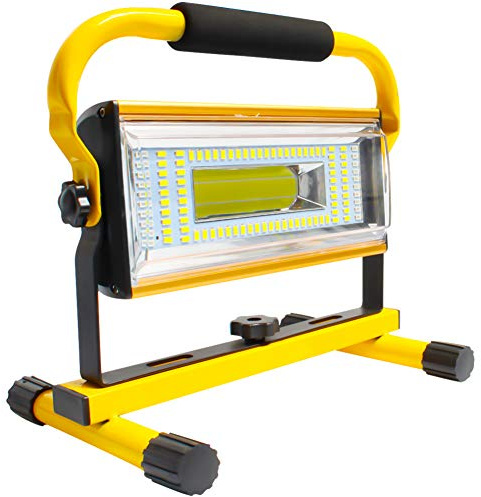 AF-WAN - Proiettore portatile ricaricabile, 100 W, luce LED da lavoro 7000 lm, luci di inondazione regolabili con caricatore USB per auto per IP65, impermeabile, campeggio, viaggi, pesca