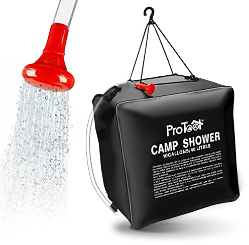Bolsa de Ducha Solar de Camping 40L, calefacción Solar, Bolsa de Agua Portátil Calentar, Ducha portátil de Acampada Escalada, Tubo extraíble alcachofa Manguera y Cabezal, Senderismo y Aire Libre