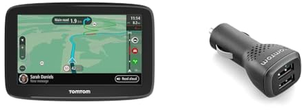 TomTom Navigationsgerät GO Classic (5 Zoll), Schwarz & Duales USB Auto-Schnellladegerät, 2,4 A pro Anschluss, geeignet für alle TomTom Navigationsgeräte und weitere USB-Geräte