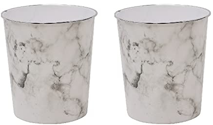 JVL Small Marble Waste Paper Bin, Set of 2