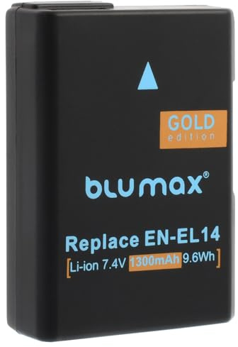 Blumax Akku kompatibel mit Nikon EN-EL14 |- 1300mAh -| EN-EL14a für Nikon D3100 D3300 D3500 D5200 D5500 D5600 DF // CoolPix P7100 P7200 P7800 P8000