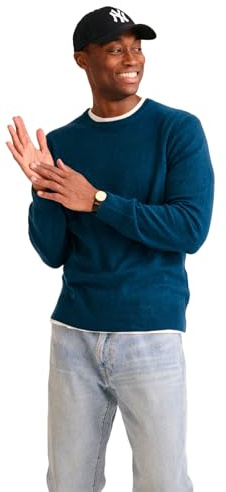 The Original Cashmere Crewneck Sweater Men's (US, Alpha, Large, Regular, Regular, Peacock Blue)