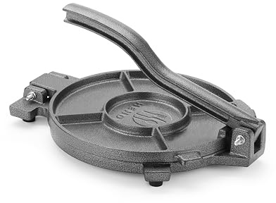 HENDI Pressa per tortillas, utensile manuale in ghisa per tortillas, tacos, arepas e empanadas, ø26cm, 7 kg, piedi antiscivolo, 350x265x(H)170mm