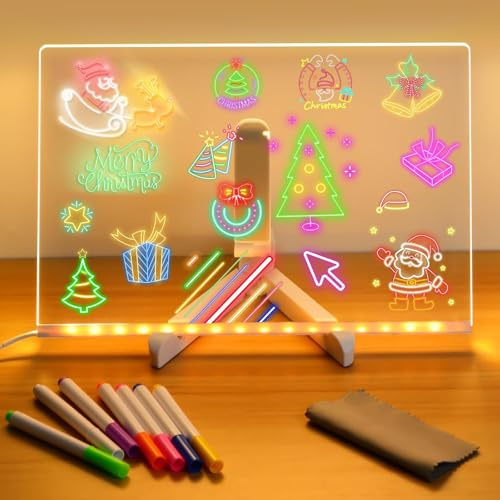 Tableau d'affichage à LED avec couleurs, tableau à message en acrylique lumineux à DEL 7 couleurs avec stylo/support, tableau d'écriture à DEL pour enfants, tableau d'écriture pour le bureau, l'école