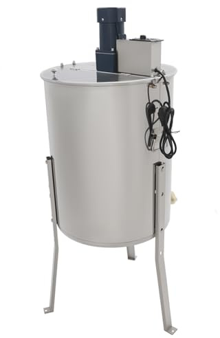 Centrifugadora de miel eléctrica de 4 panales de 140 W, de acero inoxidable con tapa acrílica, velocidad ajustable hasta 270 rpm, extractor de miel, colmena, marco para apicultores y granjas de abejas