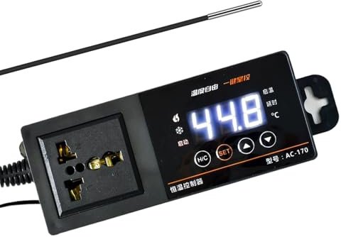 JIEBWCHA Termostato para reptiles – con pantalla LED digital, suministros para acuario | Controlador calentador para acuario – para pájaros domésticos, pollos, pollos, huevos, cangrejos ermitaño