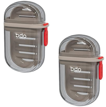 Culinavog 2 Pezzi Porta Sapone da Viaggio, Porta Saponetta con Strato Drenante e Coperchio, Portasapone Impermeabile e a Tenuta Stagna, Portasaponetta per Bagno, Campeggio, Scuola - Nero con Marrone